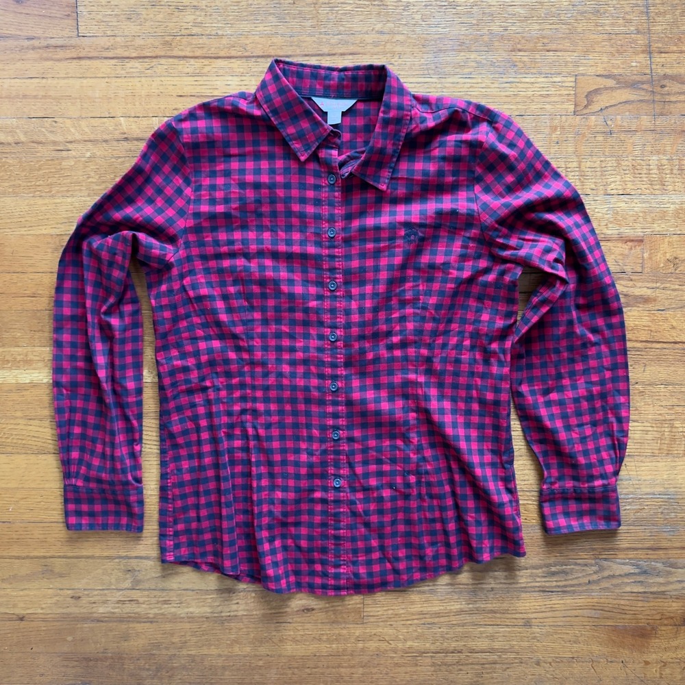 Brooks Brothers Plaid Button Down Shirt Long Sleeve Classic Fit Red Size 12